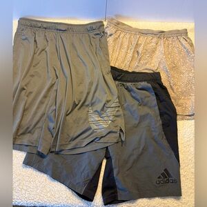 Men's Athletic Shorts Trio - Gray and Black. Nike, Adidas and VRST. Size Large.